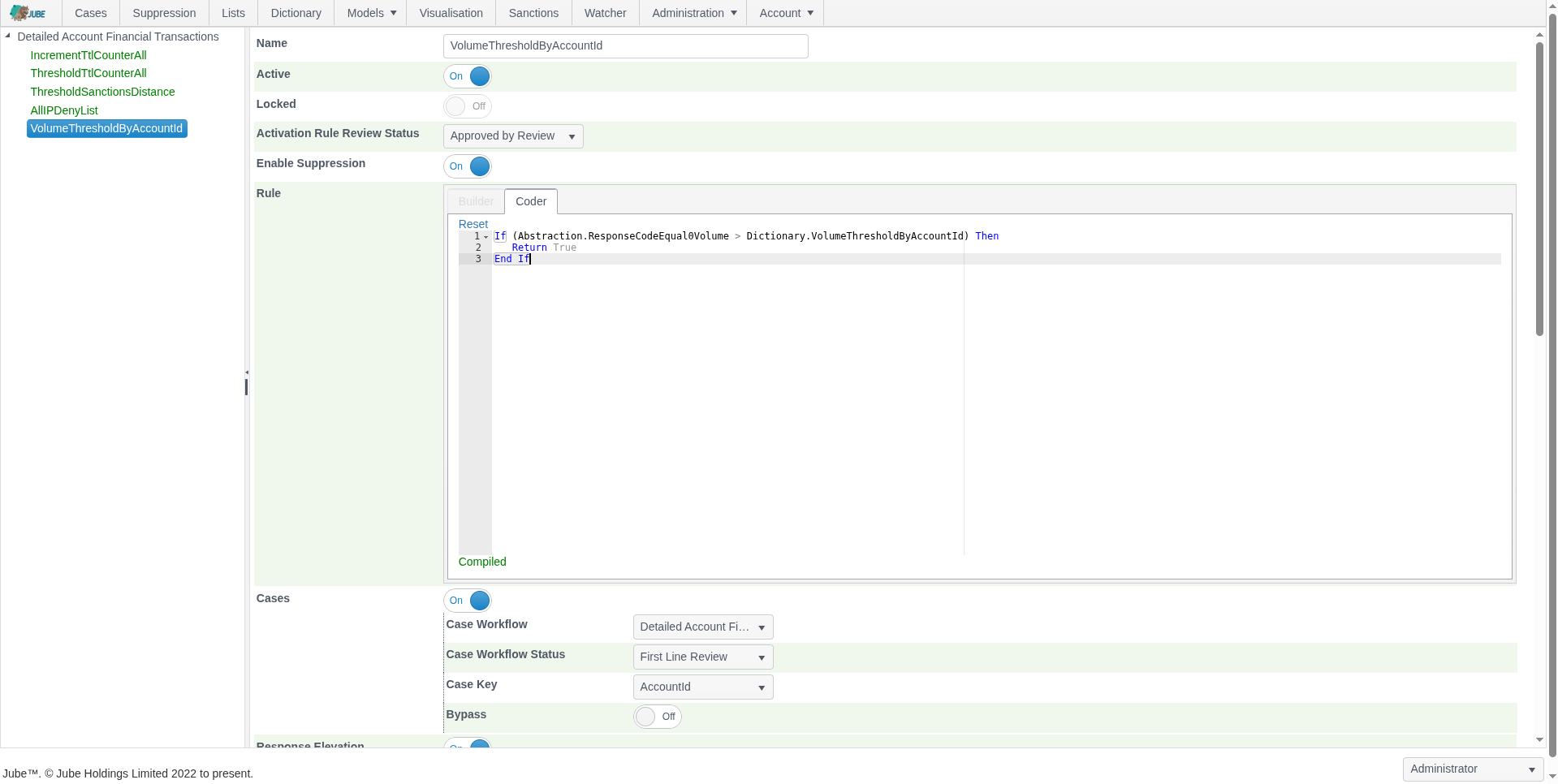 Rule coding for open source AML and fraud detection software